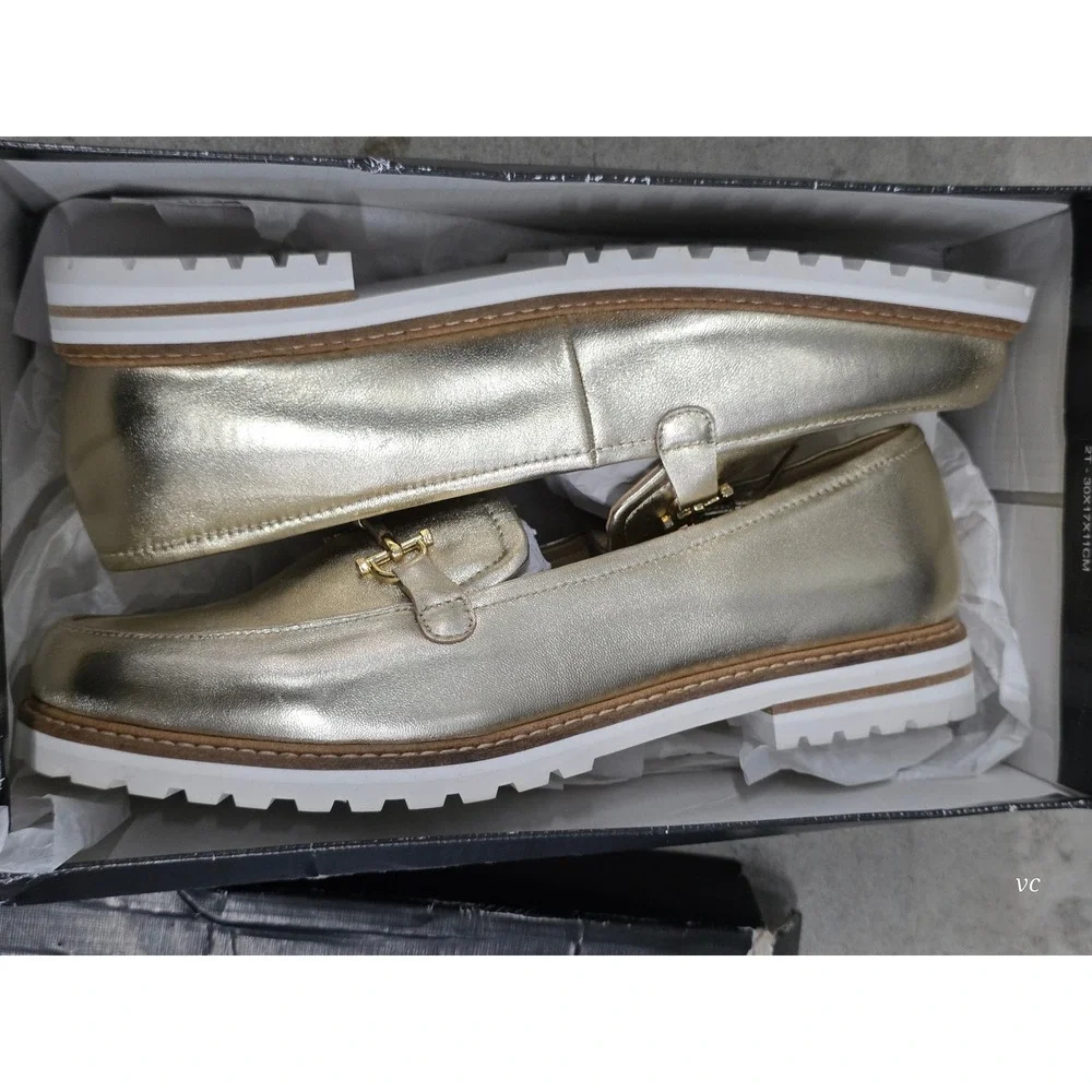 Talbots Laura Tassel Metallic Soft Gold Lug Sole Loafers Women's Size 9.5M